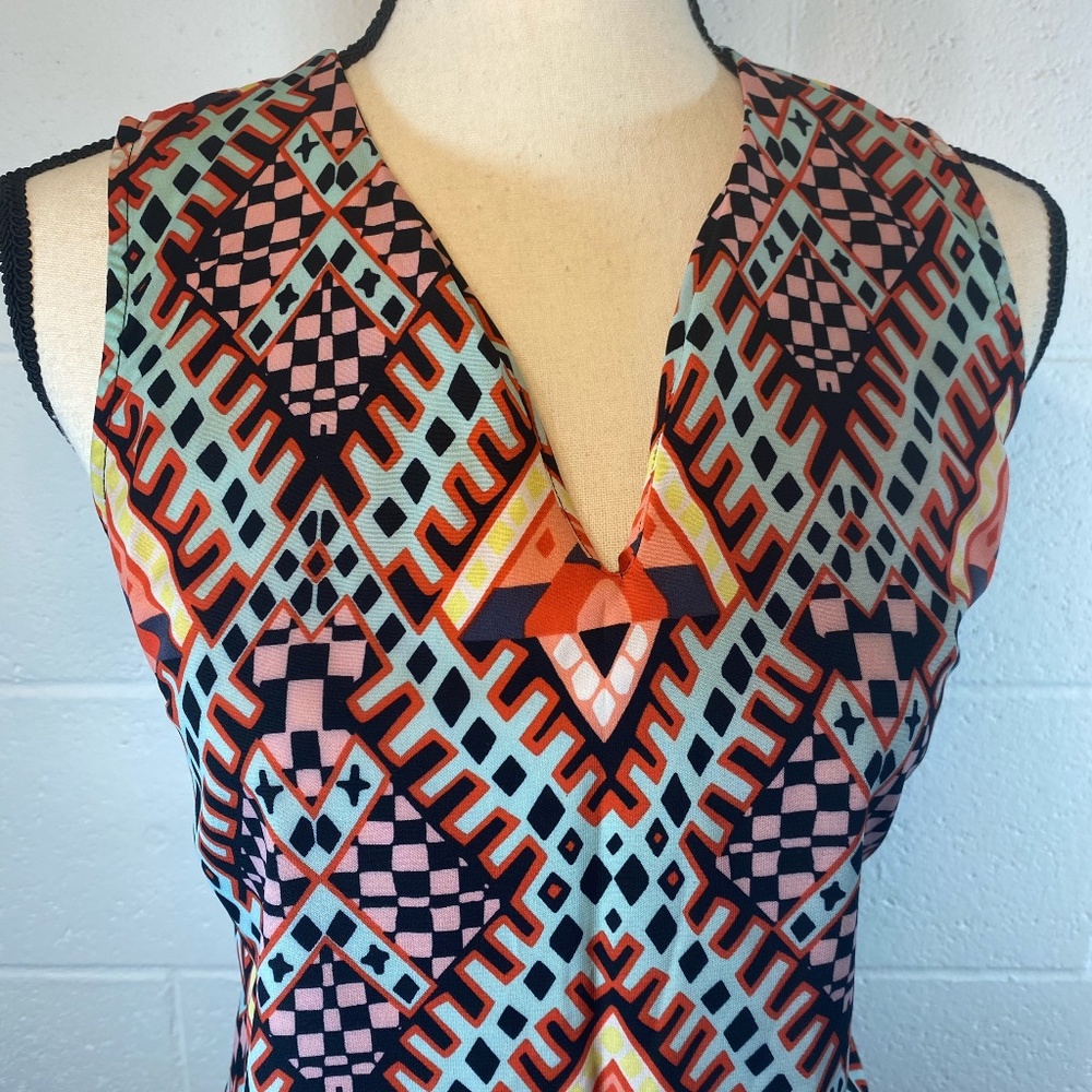 Renee C Geometric Colorful Sleeveless Top